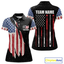 Load image into Gallery viewer, Personalized Grunge American Flag Women&#39;s Billiard Shirt Custom 8 Ball Pool Billiard Team Jersey TDM5243