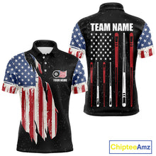 Load image into Gallery viewer, Personalized Grunge American Flag Men&#39;s Billiard Shirt Custom 8 Ball Pool Billiard Team Jersey TDM5243