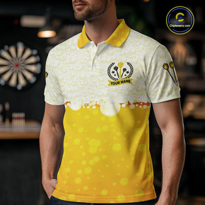 Personalized Funny Beer Skull Darts Shirt For Men Custom Yellow Darts Team Jersey, Darts Gifts TDM5507