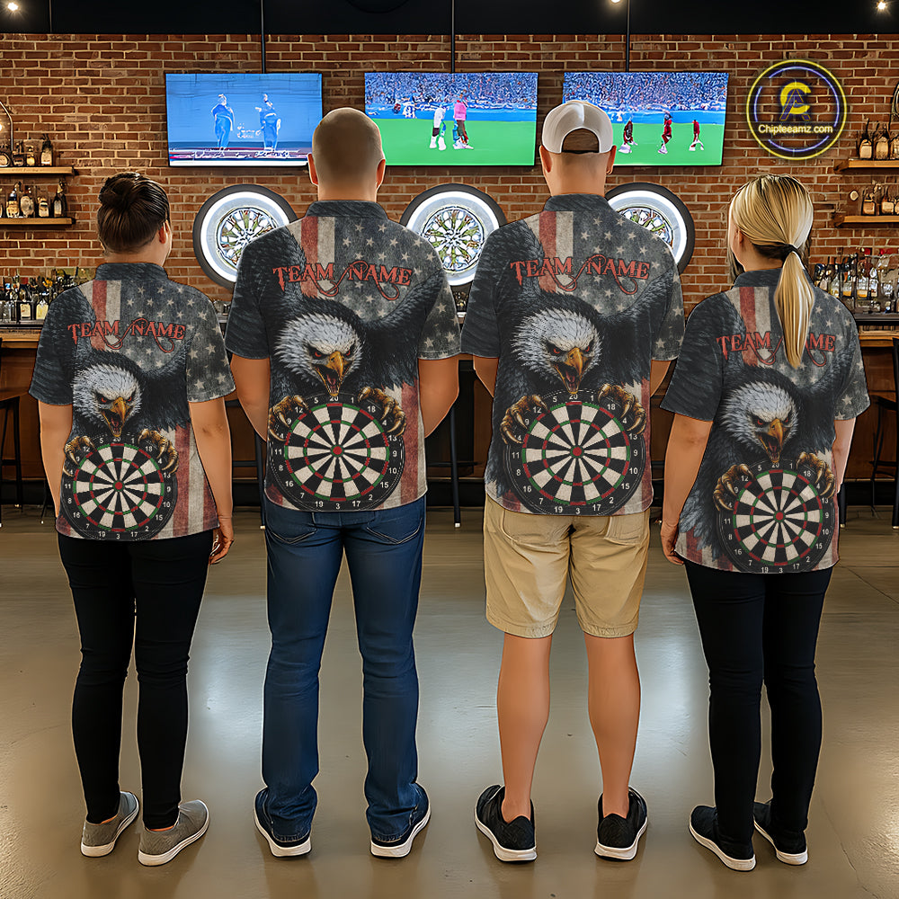 Personalized Vintage American Flag Eagle Darts Shirt For Women Custom Patriotic Darts Team Jerseys TDM5757