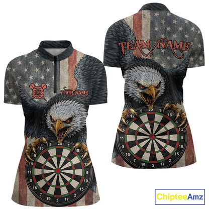 Personalized Vintage American Flag Eagle Darts Shirt For Women Custom Patriotic Darts Team Jerseys TDM5757