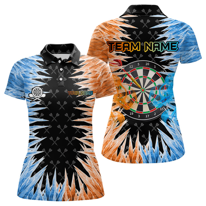 Blue And Orange Icy Women Dart Shirt With Pocket Option Custom Dart Jersey TDM3757