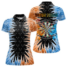 Load image into Gallery viewer, Blue And Orange Icy Women Dart Shirt With Pocket Option Custom Dart Jersey TDM3757