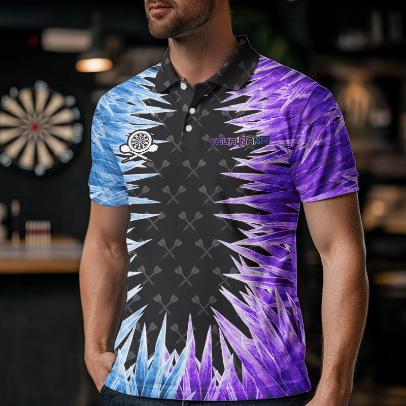 Blue And Purple Icy Men Dart Shirt With Pocket Option Custom Dart Jersey TDM3758
