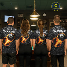Load image into Gallery viewer, Black US Flag 8 Ball Fire Billiard Shirt For Men Custom Billiard Team Jersey Polo &amp; 1/4 Zip TDM6122
