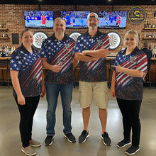 Load image into Gallery viewer, American Flag Fire Flame Darts Shirt For Men Custom Patriotic Darts Jersey Team Polo &amp; 1/4 Zip TDM6125