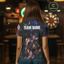 Load image into Gallery viewer, Custom Women&#39;s Dart Shirt With Pocket Option, US Flag Smoke Darts Team Jersey TDM4029