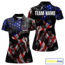 Load image into Gallery viewer, Custom Women&#39;s Dart Shirt With Pocket Option, US Flag Smoke Darts Team Jersey TDM4029