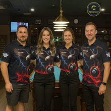 Load image into Gallery viewer, Red Flaming Eagle 8 Ball Pool Billiard Shirts For Men Custom Billiard Team Jersey Polo &amp; 1/4 Zip TDM6560