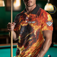 Load image into Gallery viewer, Orange Flaming Wolf 8 Ball Pool Billiard Shirt For Men Custom Billiard League Team Jersey TDM5252