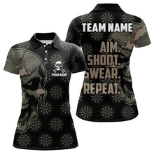 Load image into Gallery viewer, Funny Camo Darts Skull Aim Shoot Swear Repeat Custom Dart Shirts For Women, Vintage Dart Team Jerseys TDM3266
