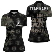 Load image into Gallery viewer, Funny Camo Darts Skull Aim Shoot Swear Repeat Custom Dart Shirts For Women, Vintage Dart Team Jerseys TDM3266