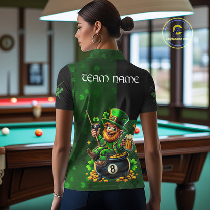 Custom St Patrick Day Leprechaun 8 Ball Billiard Shirt For Women, Shamrock Luckiest Pool Team Jersey TDM5768