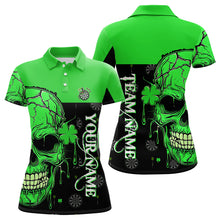 Load image into Gallery viewer, Personalized Green Shamrock Skull Dart Shirts For Women Custom Saint Patrick Day Dart Jerseys Outfit TDM3613