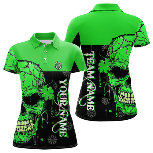 Personalized Green Shamrock Skull Dart Shirts For Women Custom Saint Patrick Day Dart Jerseys Outfit TDM3613