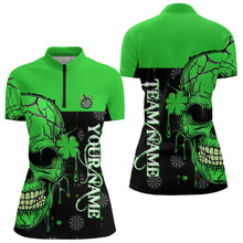 Load image into Gallery viewer, Personalized Green Shamrock Skull Dart Shirts For Women Custom Saint Patrick Day Dart Jerseys Outfit TDM3613