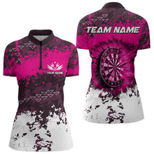 Load image into Gallery viewer, Pink Grunge Fire Dart Shirts For Women Custom Darts Jerseys Polo &amp; 1/4 Zip TDM3767