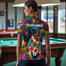Load image into Gallery viewer, Funny Rooster Colorful Graffiti 8 Ball Billiard Shirt For Women Custom Pool Jersey Polo &amp; 1/4 Zip TDM6368