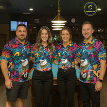 Load image into Gallery viewer, Funny Shark Colorful Graffiti 8 Ball Billiard Shirt For Women Custom Pool Jersey Polo &amp; 1/4 Zip TDM6369