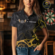 Load image into Gallery viewer, Yellow Black Custom Wings Darts Shirts For Women, Darts Jersey Pocket Option TDM4042