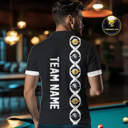 DNA Billiard 8 Ball & 9 Ball Shirts For Men Custom Funny Pool Jerseys Team Polo & 1/4 Zip |White TDM4392