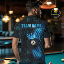 Load image into Gallery viewer, Personalized Blue 8 Ball Pool Crown Hexagon Billiard Shirt For Men, Billiard League Team Jersey TDM5046