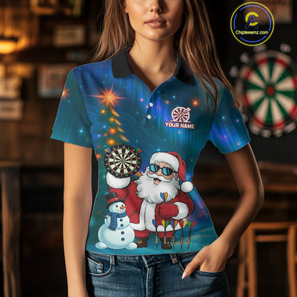 Funny Santa Christmas Darts Shirt For Women Custom Xmas Dart Jerseys, Gifts For Darts Player TDM5272