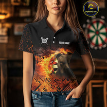 Load image into Gallery viewer, Personalized Fire Pitbull Dart Shirts For Women – Custom Flaming Darts Team Polo &amp; 1/4 Zip Jerseys TDM4056