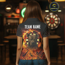 Load image into Gallery viewer, Personalized Fire Pitbull Dart Shirts For Women – Custom Flaming Darts Team Polo &amp; 1/4 Zip Jerseys TDM4056