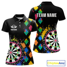 Load image into Gallery viewer, Custom Colorful Grunge Argyle Darts Shirt For Women Custom Darts Team Jersey, Funny Darts Gifts TDM4402
