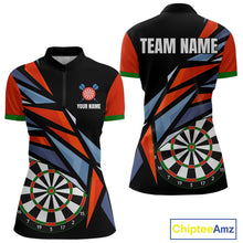 Load image into Gallery viewer, Personalized Red, Blue &amp; Black Darts Shirt For Women Custom Darts League Team Jersey Polo &amp; 1/4 Zip TDM4409