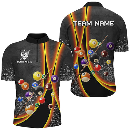 Personalized Grey Grunge Billiard Shirts For Men Custom 3D Billiard 8 Ball Pool Jerseys |Purple TDM2301