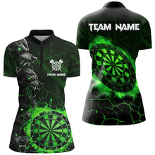 Load image into Gallery viewer, Green Dart Board Fire Flame Custom Wolf Dart Shirts For Women, Darts League Team Jerseys Uniform TDM2799