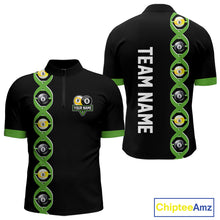 Load image into Gallery viewer, DNA Billiard 8 Ball &amp; 9 Ball Shirts For Men Custom Funny Pool Jerseys Team Polo &amp; 1/4 Zip |Green TDM5520