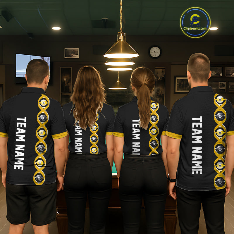 DNA Billiard 8 Ball & 9 Ball Shirts For Women Custom Funny Pool Jerseys Team Polo & 1/4 Zip |Yellow TDM5521