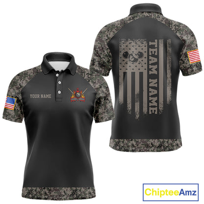 Personalized Retro Camo US Flag Billiard Shirt For Men Custom Pool Team Jersey Polo & 1/4 Zip TDM5793