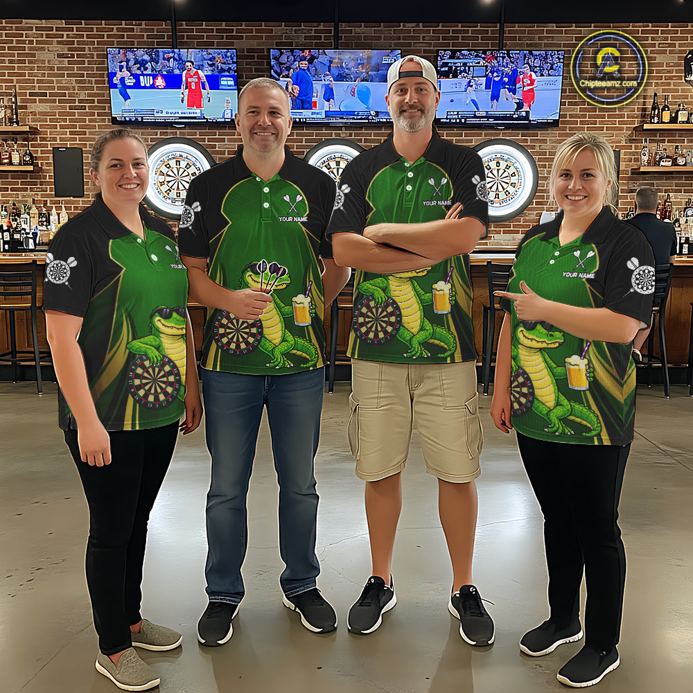 Funny Alligator And Beer Darts Shirt For Women Custom Darts Jersey Polo & 1/4 Zip, Darts Gifts TDM6144