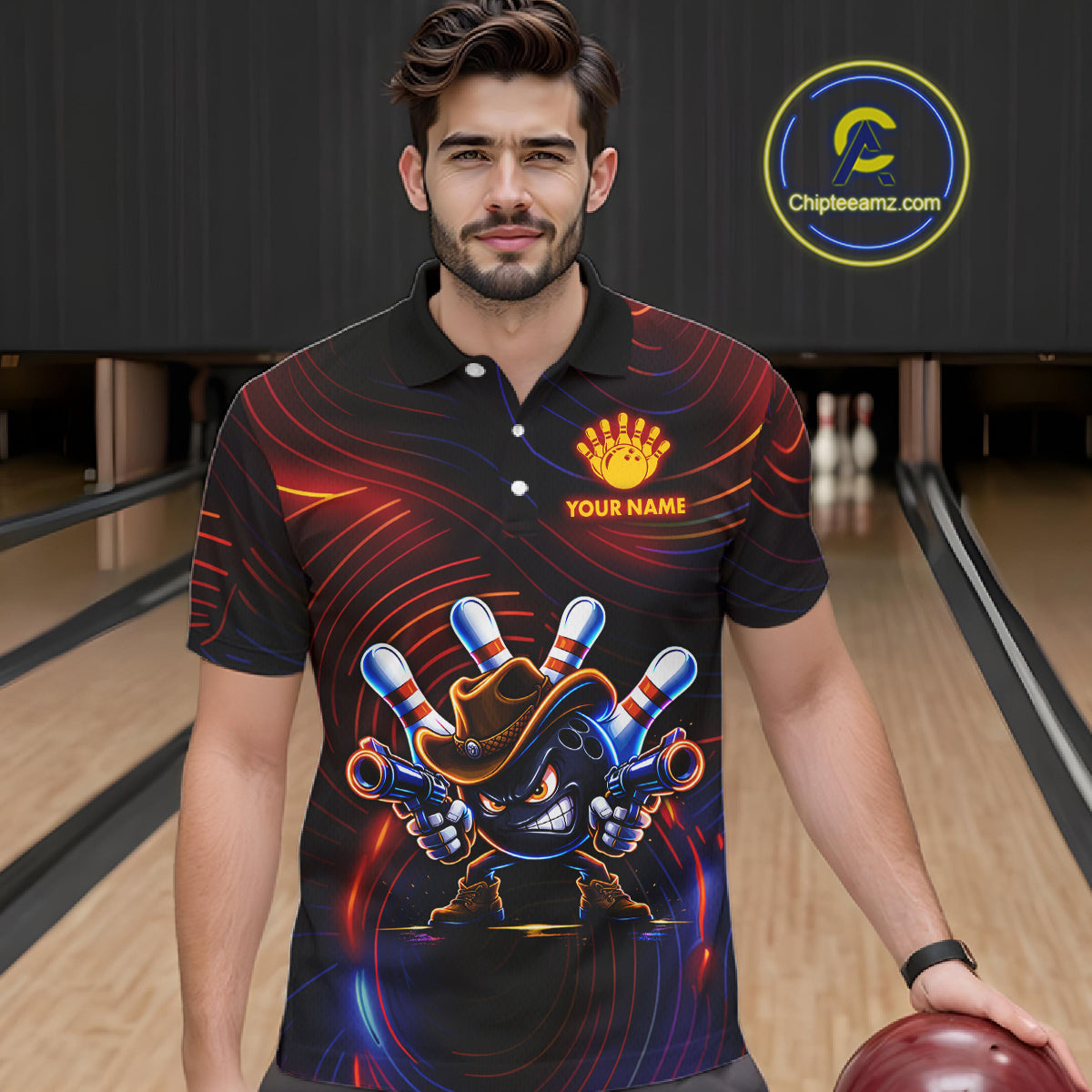 Funny Neon Bowling Jersey For Men Custom Bowling Shirt Polo & Quarter Zip, Bowling Team Outfit TDM6149