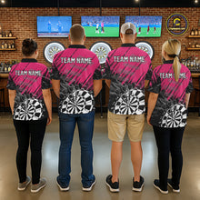Load image into Gallery viewer, Pink Black Grunge Dart Shirts For Men Custom Dart Jersey With Pocket Option TDM6381