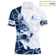 Load image into Gallery viewer, Personalized Blue Thorny Camo Wolf Bowling Shirt For Men Custom Bowling Team Jersey Polo &amp; 1/4 Zip TDM6391