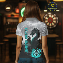 Load image into Gallery viewer, Turquoise Custom Lightning Dragon Dart Shirt For Women, Strike Darts Team Jersey Polo &amp; Quarter Zip TDM4057