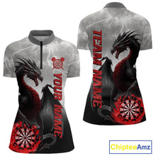 Load image into Gallery viewer, Red Custom Lightning Dragon Dart Shirts For Women – Strike Darts Team Jerseys Polo &amp; Quarter Zip TDM4059