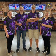 Load image into Gallery viewer, Personalized Purple Flame Lightning Icy Darts Shirt For Women, Darts Team Jersey Polo &amp; Quarter Zip TDM6580