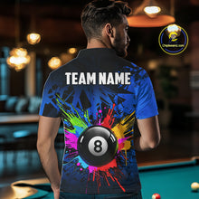 Load image into Gallery viewer, Colorful 8 Ball Pool Billiard Jersey For Men Custom Billiard Team Shirts Polo &amp; Quarter Zip | Blue TDM6582
