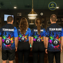 Load image into Gallery viewer, Colorful 8 Ball Pool Billiard Jersey For Men Custom Billiard Team Shirts Polo &amp; Quarter Zip | Blue TDM6582