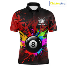 Load image into Gallery viewer, Colorful 8 Ball Pool Billiard Jersey For Men Custom Billiard Team Shirts Polo &amp; Quarter Zip | Red TDM6583
