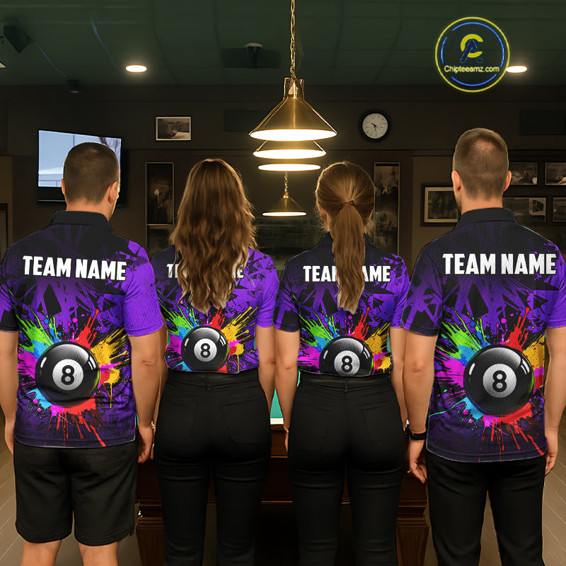 Colorful 8 Ball Pool Billiard Jersey For Men Custom Billiard Team Shirts Polo & Quarter Zip| Red TDM6583