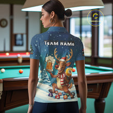 Load image into Gallery viewer, Funny Christmas Reindeer Beer Billiard Shirt For Women Custom 8 &amp; 9 Ball Xmas Pool Team Jersey TDM5061