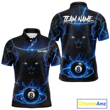 Load image into Gallery viewer, Blue 8 Ball Thunder Lightning Cat Billiard Shirt For Men Custom Pool Team Jersey Polo &amp; 1/4 Zip TDM5065