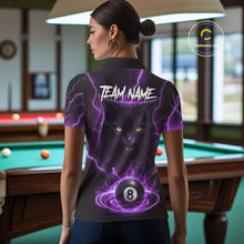 Load image into Gallery viewer, Purple 8 Ball Thunder Lightning Cat Billiard Shirt For Women Custom Pool Team Jersey Polo &amp; 1/4 Zip TDM5066